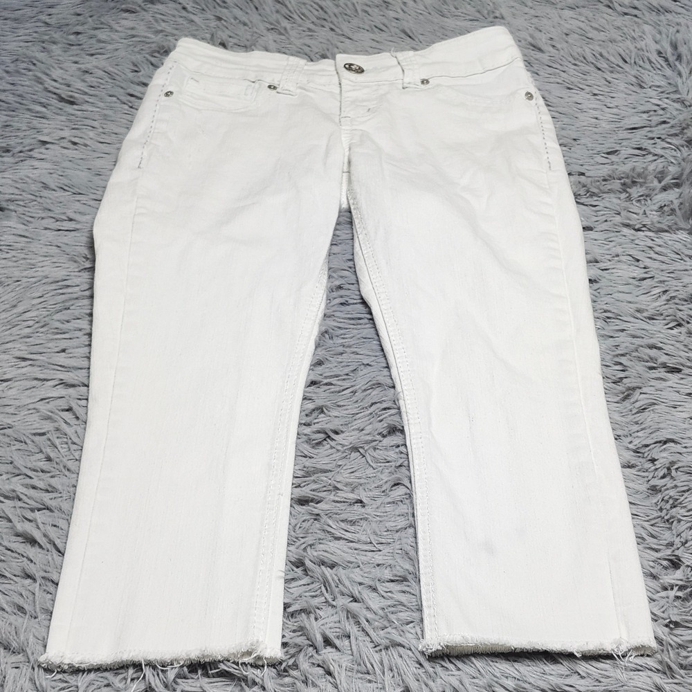 Seven7 Jeans Womens Size 2‎ White Cropped Distressed Frayed Hem Stretch Denim